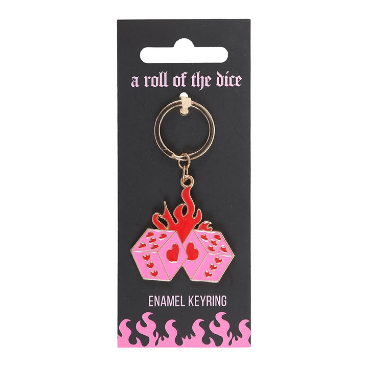 Flaming Dice Keyring