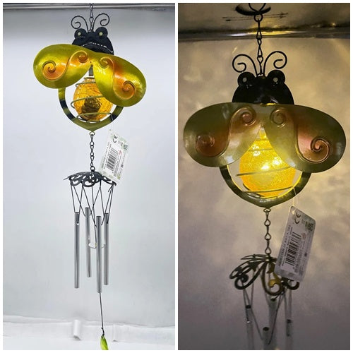 Bee Solar Wind Chime Light – Metal Garden Hanging Decor